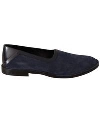 Dolce & Gabbana - Blue Leather Perforated Slip On Loafers Shoes - Lyst