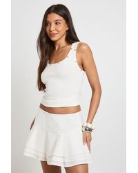 Boohoo - Linen Look Double Layer Mini Skirt - Lyst