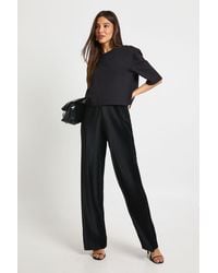 Boohoo - Plisse Mid Rise Wide Leg Trouser - Lyst