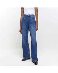 River Island - Straight Jeans High Waisted Relaxed Cotton - Lyst