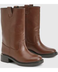 Boohoo - Wide Fit Column Calf High Boots - Lyst