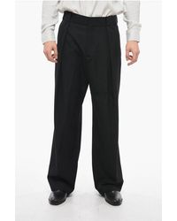 Balmain - Wollen Wijde Broek Met Plooien Aan De Voorkant - Lyst