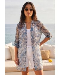 Roman - Petite Leaf Print Longline Shirt - Lyst