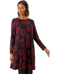 Roman - Floral Print Stretch Swing Dress - Lyst
