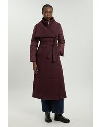 Karen Millen - Wool Blend Hybrid Puffer Belted Midi Coat - Lyst