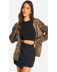 Boohoo - Wrap Over Tailored Mini Skirt - Lyst