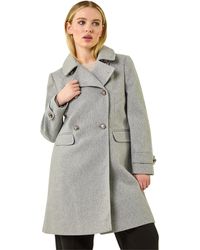 Roman - Petite Double Breasted Military Coat - Lyst