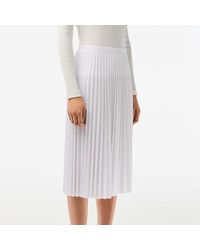Lacoste - Elastic Waist Fluid Pleated Midi Skirt - Lyst