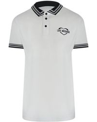 Moschino - Love Twin Tipped Collar Logo Polo Shirt Cotton - Lyst