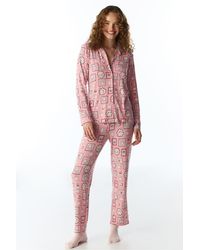 Penti - Postcard Ribbed Long Sleeve Shirt Trousers Pajama Set - Lyst