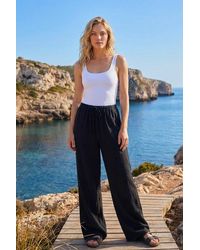 Roman - Linen Blend Wide Leg Trouser - Lyst