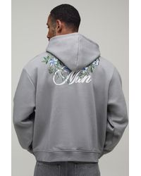 BoohooMAN - Oversized Boxy Floral Embroidered Hoodie - Lyst