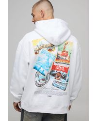 BoohooMAN - Oversized Ski Postcard Printed Heavyweight Hoodie Cotton - Lyst