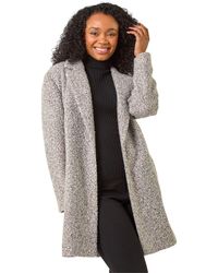 Roman - Petite Textured Boucle Coat - Lyst