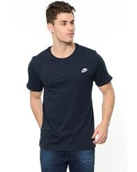 Nike - Geborduurd Futura T-shirt In Marineblauw En Zilverkleurig Logo - Lyst