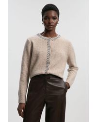 Karen Millen - Embellished Trim Cosy Knit Cardigan - Lyst