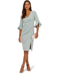 Adrianna Papell - Scuba Faux Wrap Midi Dress - Lyst