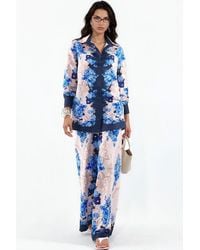 Msn-Collection - Floral Shirt And Wide-Leg Pants Set - Lyst