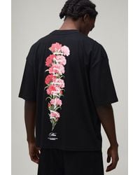 BoohooMAN - Oversized Floral Spine Print T-Shirt Cotton - Lyst