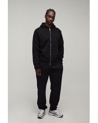 BoohooMAN - Tall Regular Zip Through Hooded And Straight Leg Cuffed Jogger - Lyst