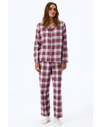 Penti - Leila Checked Long Sleeve Shirt Trousers Pyjama Set - Lyst