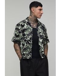 BoohooMAN - Tall Oversized Boxy Abstract Leaf Print Bermuda Shirt - Lyst