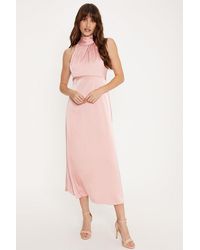 Oasis - Satin Halter Neck Midi Bridesmaids Dress - Lyst