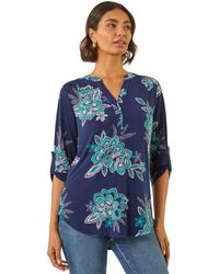 Roman - Floral Puff Print Stretch Shirt - Lyst