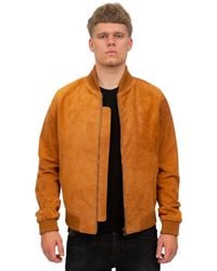 Infinity Leather - Retro Goat Suede Varsity Bomber Jacket-Athens - Lyst