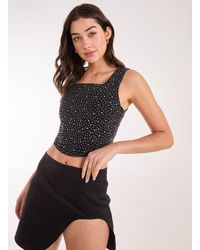 Pink Vanilla - Diamante Denim Crop Top - Lyst