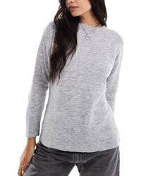 New Look - Side Slit Jumper Long Sleeve Sweatshirts Crew Neck Knitted Top - Lyst
