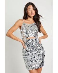 Boohoo - Tall Keyhole Disc Sequin Mini Dress - Lyst