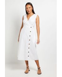 PRINCIPLES - Wrap Button Detail Broderie Midi Dress - Lyst