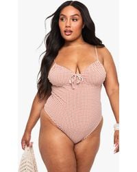 Boohoo - Plus Seersucker Gingham Underwired Bathing Suit - Lyst
