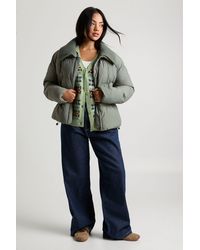 Boohoo - Contrast Rib Collar Puffer Jacket - Lyst