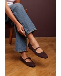 Where's That From - Wheres 'Jordan' Wide Fit Mary Jane Flats With Buckle Strap Suede - Lyst
