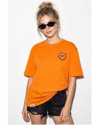 Bianco Lucci - Oversized Embroidered Cotton Crew Neck T-Shirt - Lyst