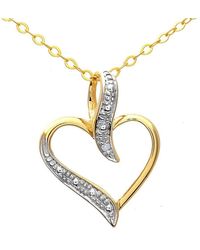 DIAMANT L'ÉTERNEL - 9kt Geelgouden Pave Set Diamanten Harthanger En 18 Inch Ketting - Lyst