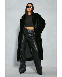 MissPap - Premium Faux Fur Belted Maxi Coat - Lyst
