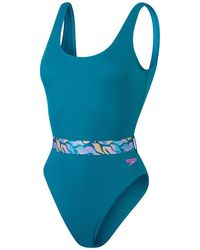 Speedo - Belted Deep U Back Textured Swimsuit - Lyst