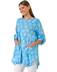 Roman - Spot Print Longline Tunic Top - Lyst