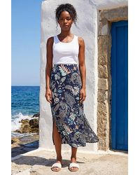 Roman - Paisley Print Stretch Midi Skirt - Lyst