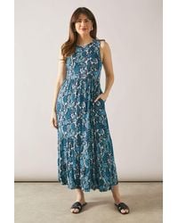Wallis - Snake Sleeveless Viscose Jersey Tiered Maxi Dress - Lyst