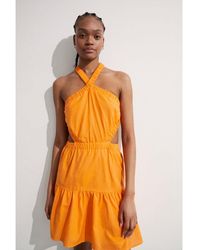 Warehouse - Cotton Cross Back Cut Out Mini Dress - Lyst