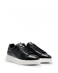 BOSS - Boss Bulton Runn Polished Leather Trainers With Rubber Outsole - Lyst