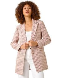 Roman - Check Single Breasted Boucle Jacket - Lyst