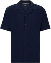 BOSS - Powell 129 Button Through Polo Shirt Dark Cotton - Lyst