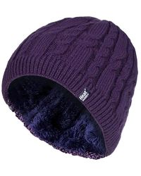 Heat Holders - Ribbed Cable Knit Fleece Lined Thermal Knitted Beanie Hat - Lyst