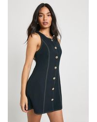 Boohoo - Button Tailored Sleeveless A Line Mini Dress - Lyst