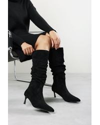 Where's That From - Kivora Ruched Knee High Pointed Stiletto Boot - Lyst
